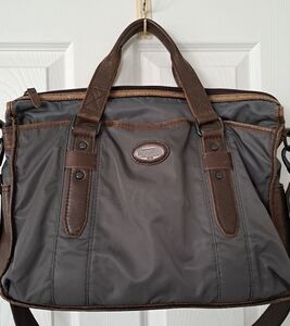 Fossil Gray and Brown Laptop Briefcase